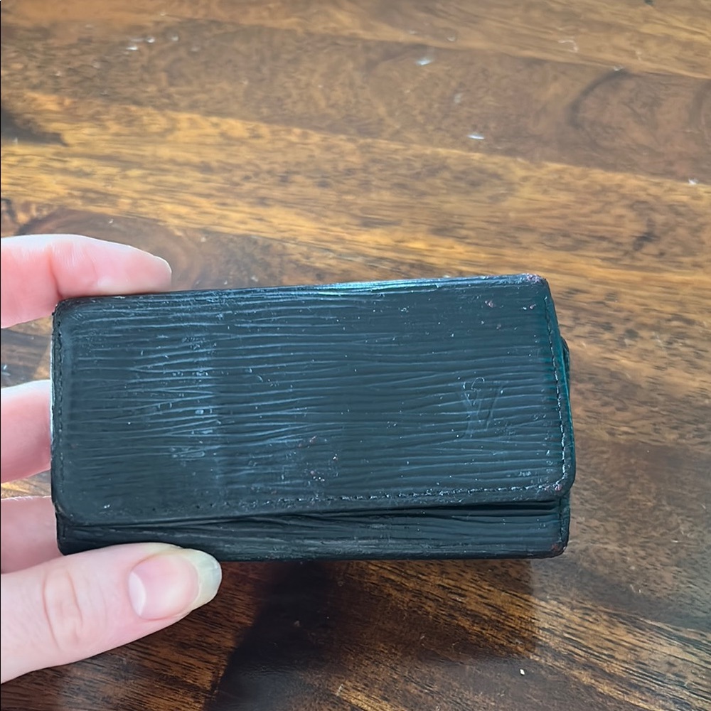 Louis Vuitton Black Key & Card Holder with Textured Design